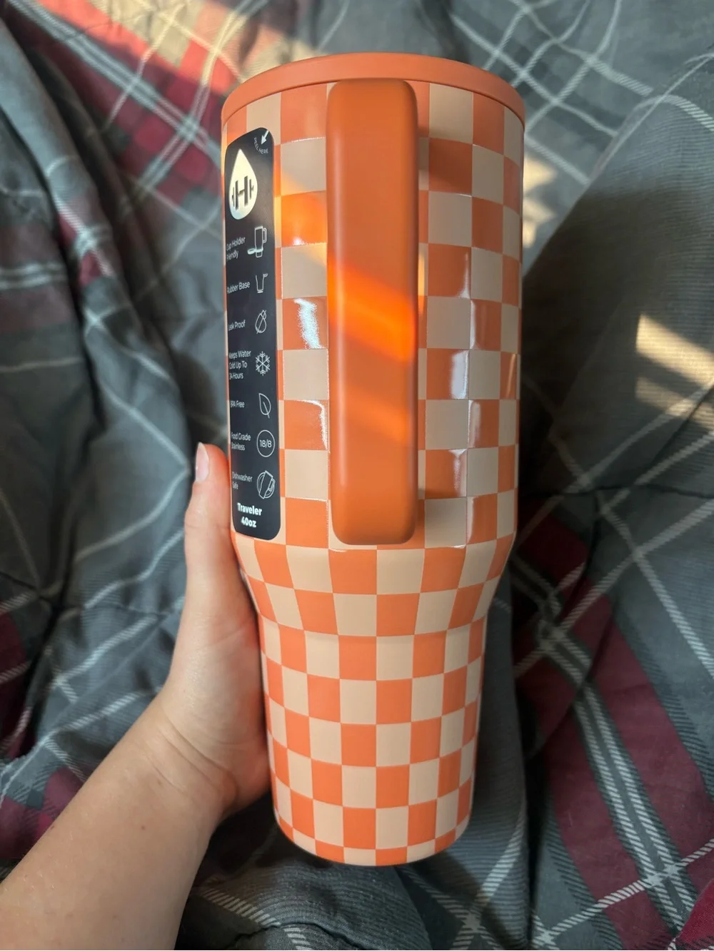 NWT HydroJug 40oz Traveler Orange Checkers